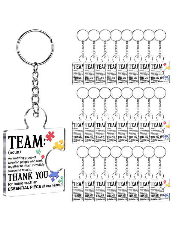 Team Appreciation Gifts for Coworkers Employee Staff Keychains Thank You Gift Set Acrylic Puzzle Piece Keyrings Employee Appreciation Gifts