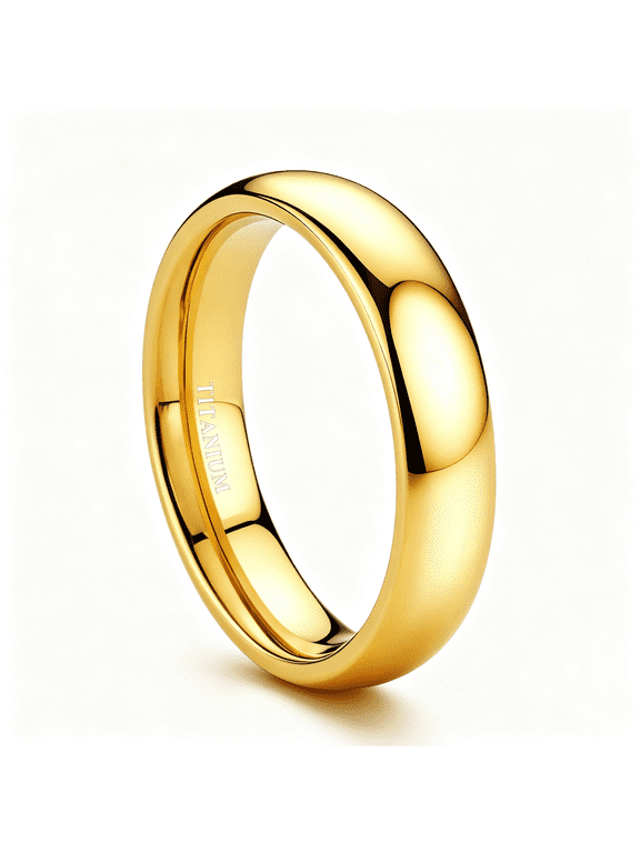 Titanium Wedding Bands for Men Women 2mm 4mm 6mm Domed Comfort Fit,Silver Gold Black Plated Mens Ring Non Tarnish Engagement Rings Sizes 6-13