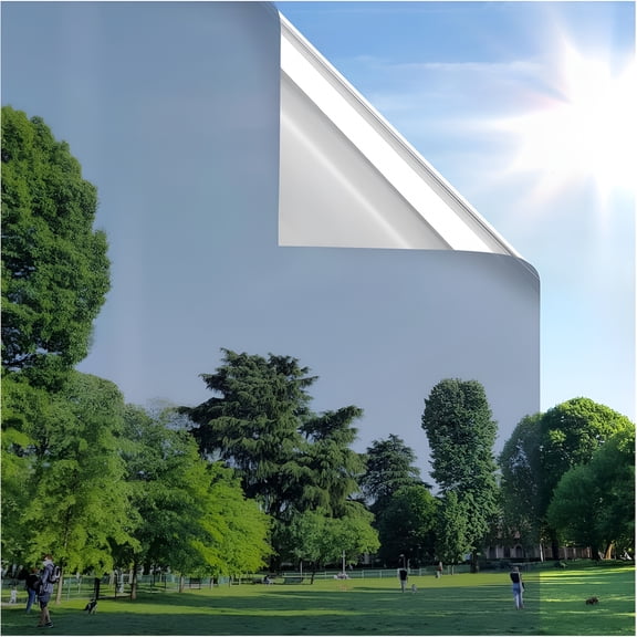 SELIVO Window Privacy Film One Way Window Tint for Home,Removable Reflective Heat Sun Blocking Anti Uv Glass Door Covering,Mirror Tinting Film,17.5 in X 6.5 Feet,Silver