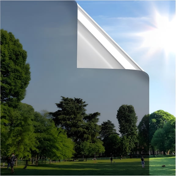 SELIVO Window Privacy Film One Way Window Tint for Home,Removable Reflective Heat Sun Blocking Anti Uv Glass Door Covering,Mirror Tinting Film,35.4 in X 6.5 Feet,Black Silver