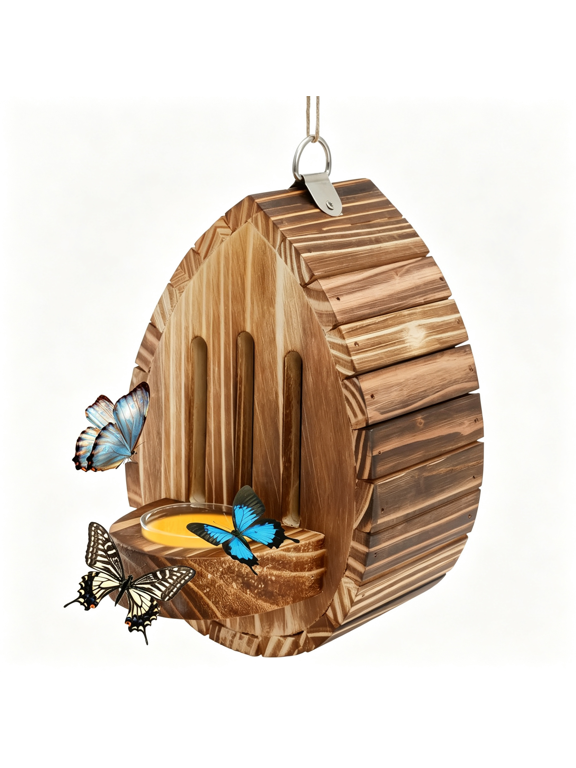 Wooden Butterfly House and Feeder,Butterfly Habitat Nesting Box,Natural Hanging Garden Outside Decoration,Multifunctional Butterfly Houses for Bugs,Butterflies,Moths,Lacewings