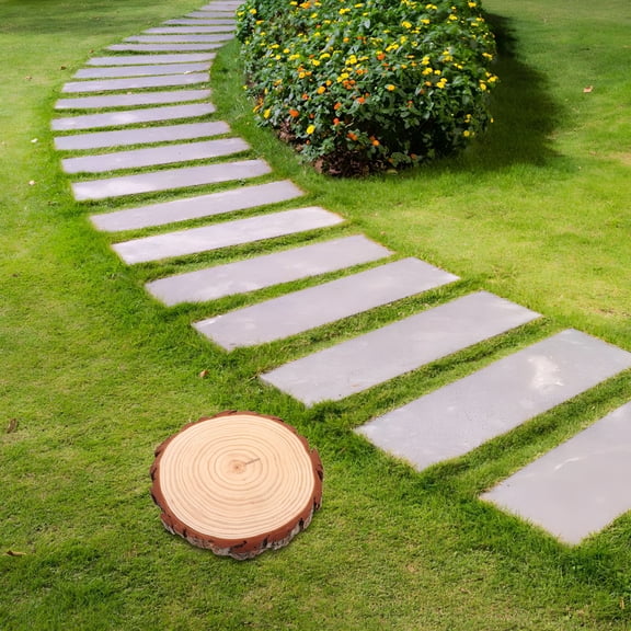 SELIVO Wooden Outdoor Stepping Stones Beige Garden Path Walkway Natural Weather Resistant