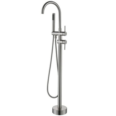 NOT SELL TO CA Floor Mount Bathtub Faucet Freestanding Tub Filler Brushed Nickel Standing High Flow Shower Faucets with Handheld Shower Mixer Taps Brushed Nickel