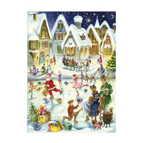 Sellmer Advent Christmas Skating Scene Greeting Cards 6""H x 4.5""W x .1""D