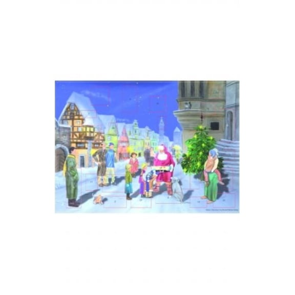 alexander taron adv70115 sellmer advent-santa in village-10.5" h x 14.5" w x .1" d, blue