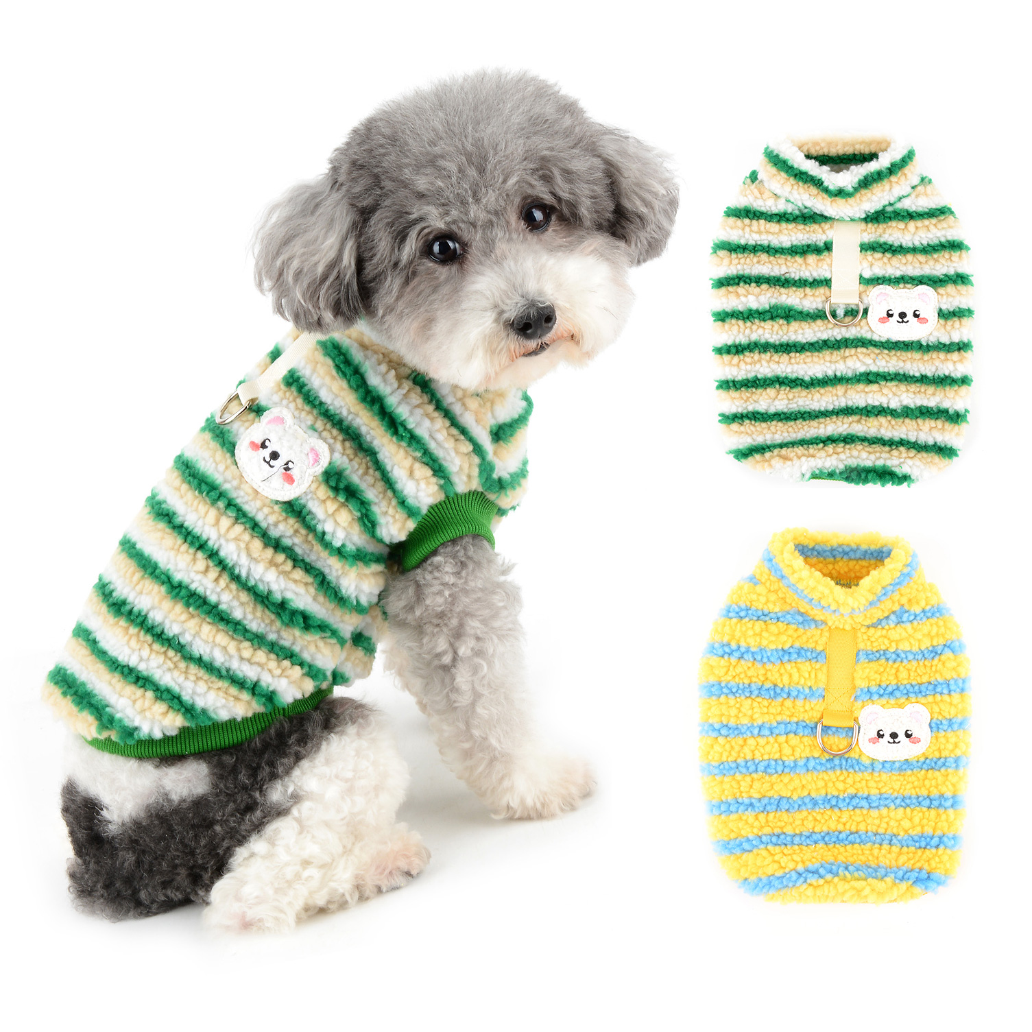 SELMAI Colorful Striped Dog Fleece Sweater Stretchy Pullover Soft Warm