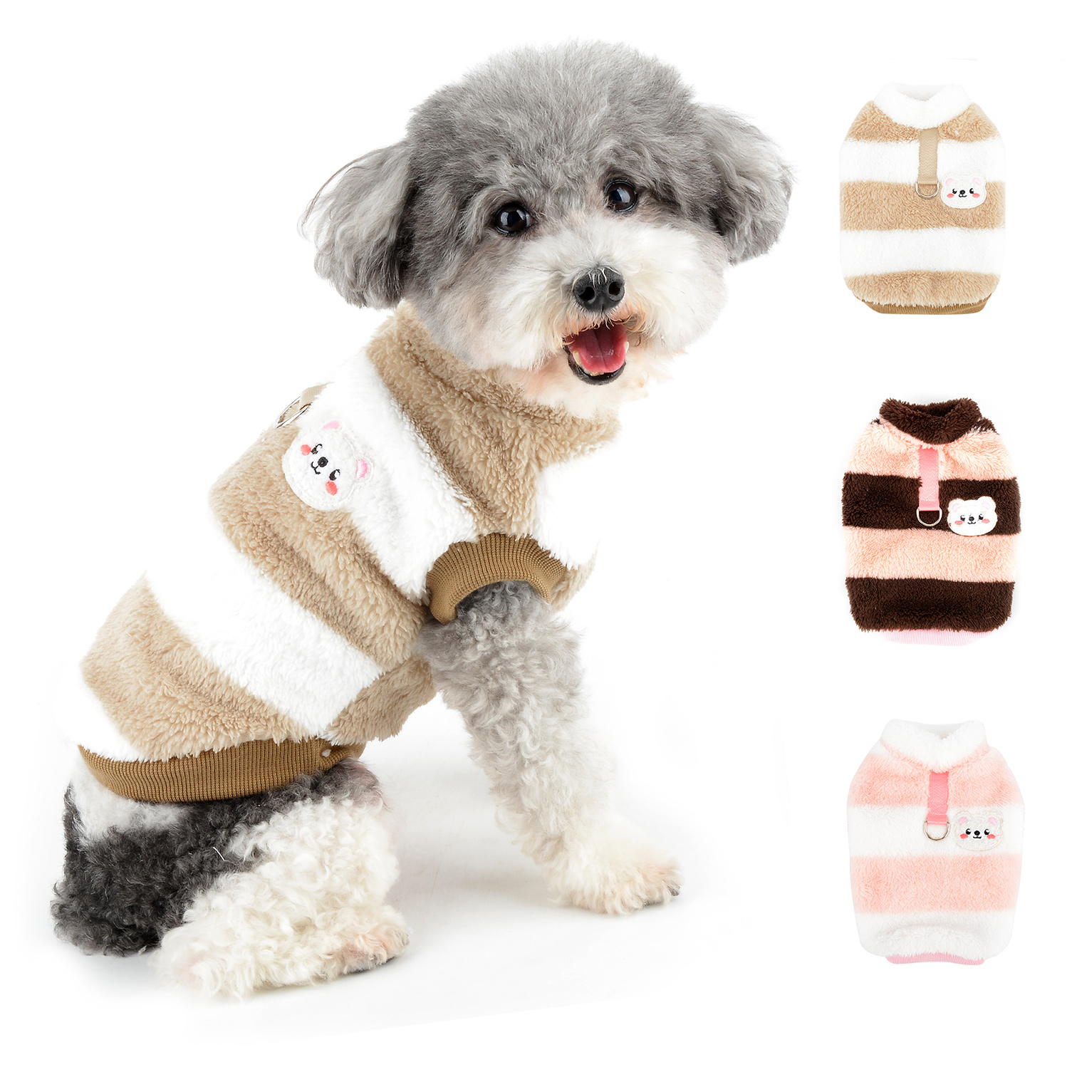 SELMAI Striped Dog Fleece Sweater Puppy Pullover Sweatshirt Soft Warm