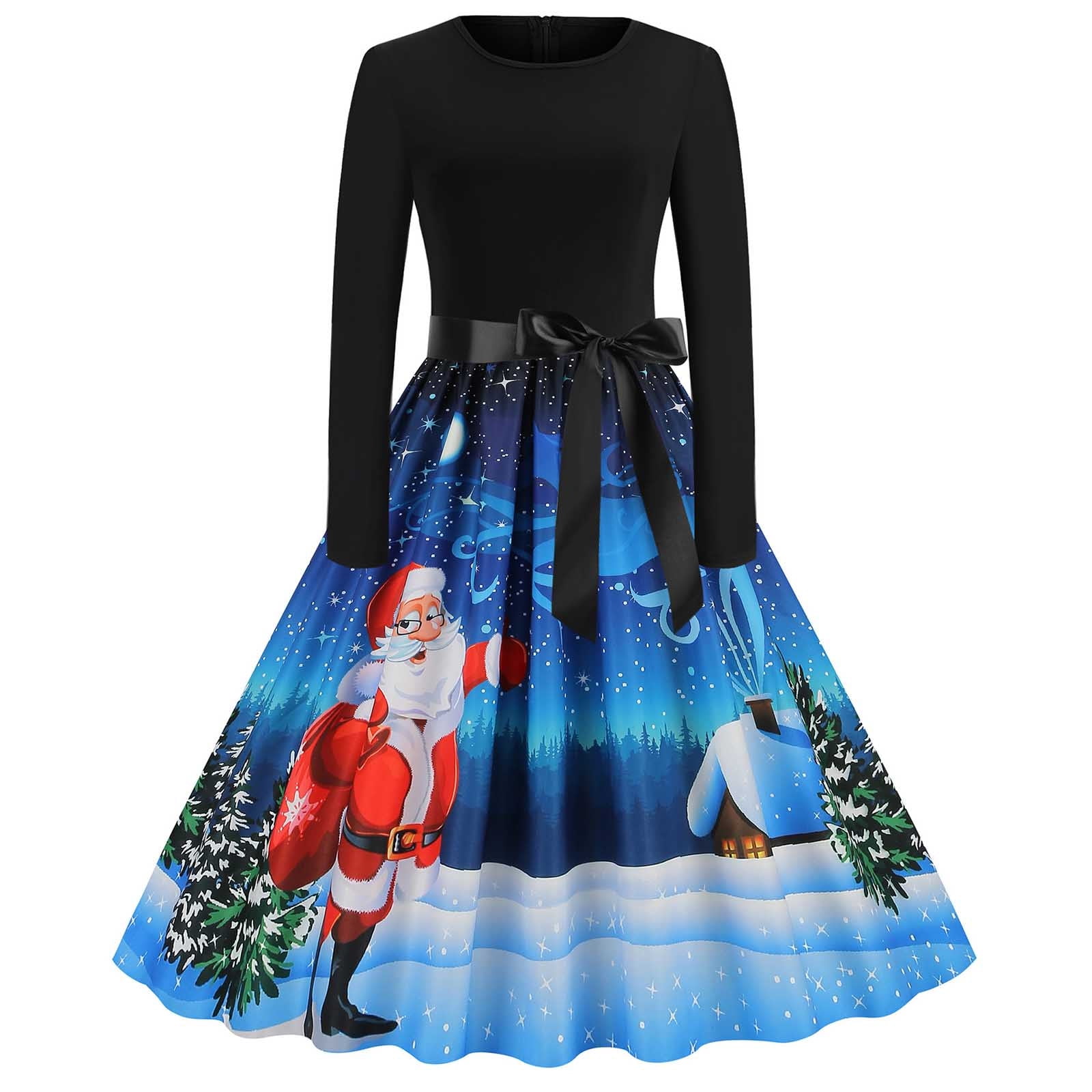 SELONE 1950s Dresses for Women Christmas Long Sleeve Cocktail Dress