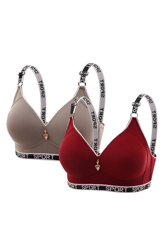 2 Pack Lightly Padded Wireless Bras for Women Push Up T Shirt Bra Spaghetti Strap T Shirt Bras Solid Underwear