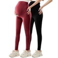 thumbnail image 1 of SELONE 2 Packs Maternity Leggings over the Belly Stretchy Trousers High Waisted Pants Breathable Bottoms, 1 of 6