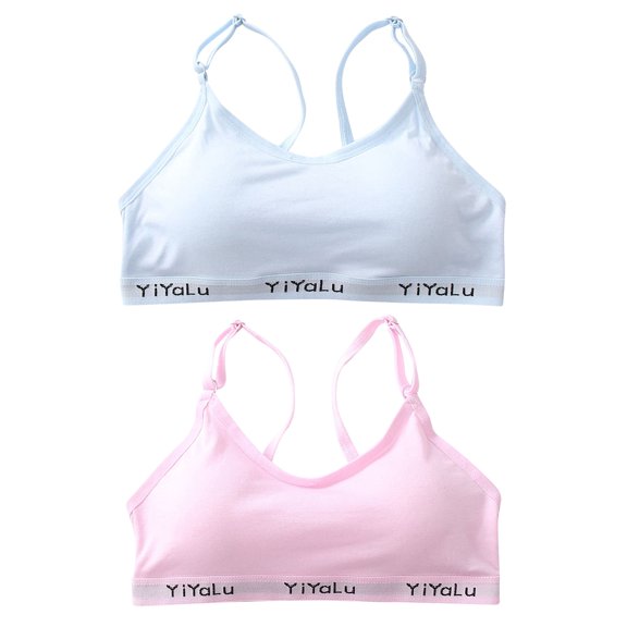 SELONE Bras for Kids 2 Pack Longline Cami Bras Racerback Training for Teens Girls Letter Print Sport 2 Pack Girls Bras Teen Bras for Girls Bras for Girls Teen Girl Bras No Underwire B One Size