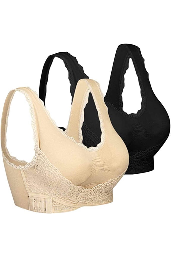 Bras for Women Push Up No Underwire Front Closure Front Clip Zip Front Front Snap Lace Sports Front Hook Front Close for Sagging Breasts Cross Tank Top Bra Front Side Full Cup Multicolor S