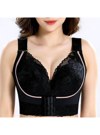 Vestitiy Push Up Padded Bras Women's Plus Size Anti Sagging Gathered Double  Breast Without Steel Ring Thin Rose Print Bra 