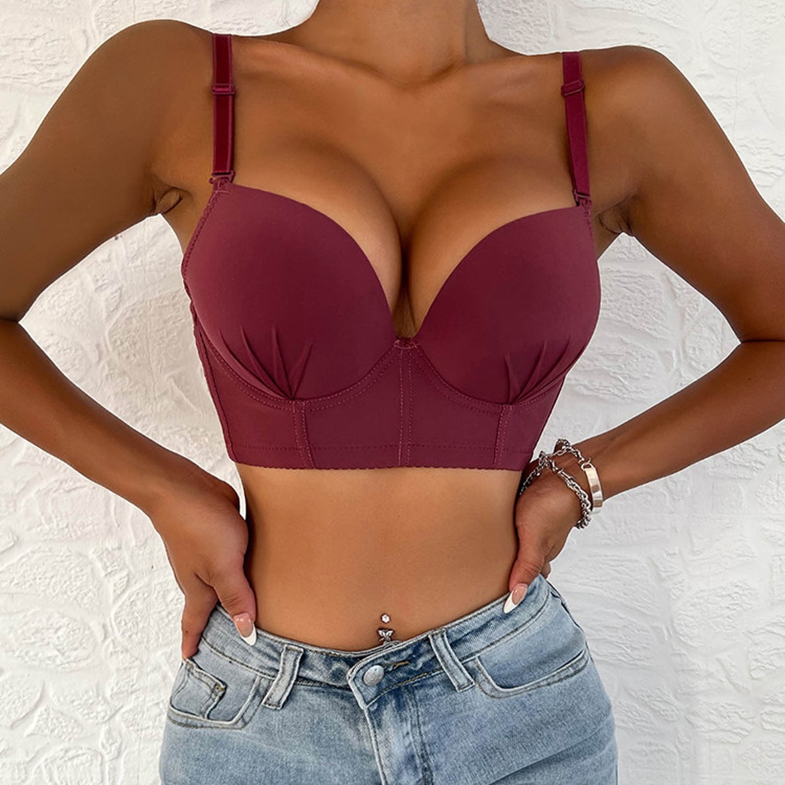 SELONE 2023 Everyday Bras for Women Push Up for Small Breast for Sagging  Breasts Seamless Breast Receiving Without Steel Rings Lingerie Nursing Bras  for Breastfeeding Sports Bras for Women Wine XL 