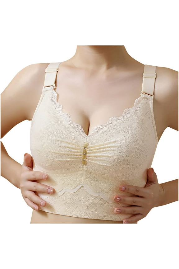 Bras for Women No Underwire Everyday Removable Shoulder Strap Daily Comfort Everyday Bras for Women Sports Bras for Women Nursing Bras for Breastfeeding Womens Bras Push Up Beige XXXXL