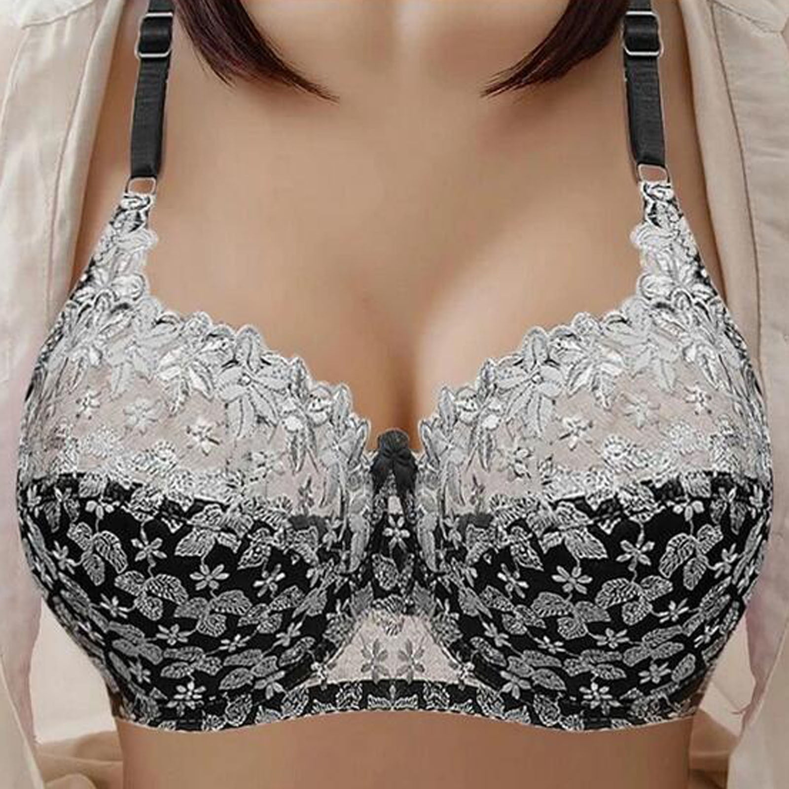 SELONE 2023 Bras for Women Push Up No Underwire Plus Size Everyday for Sagging  Breasts Solid Color Non Steel Ring Printing Four Breasted Underwear  Everyday Bras for Women Sports Bras for Women
