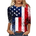 thumbnail image 1 of SELONE 3/4 Sleeve T Shirts For Women Fourth of July Print Star Stripe Tops Crewneck Clothes Patriotic Graphic Wear, 1 of 5