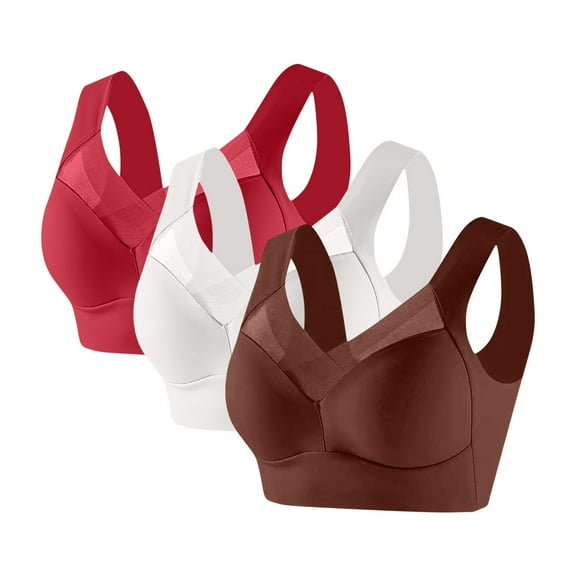 SELONE 3 Pack Bras for Women No Underwire Push Up Seanless Lightly Padded Wireless Bra T-Shirt Bralettes Comfortable Underwear