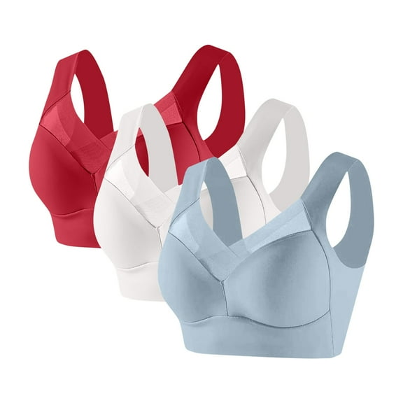 SELONE 3 Pack Bras for Women No Underwire Push Up Seanless Lightly Padded Wireless Bra T-Shirt Bralettes Comfortable Underwear