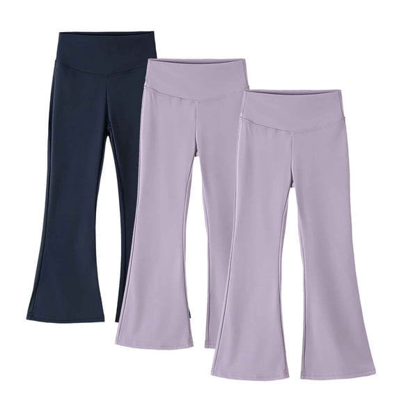 SELONE 3 Pack Flared Yoga Pants for Girls Big Kids High Waisted Sweatpants Elastic Waist Trousers Athleisure Outfits