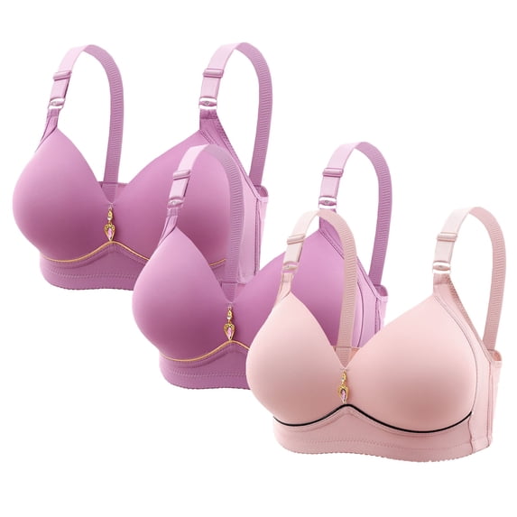 SELONE 3 Pack Women Bras No Underwire Plus Size Seanless T Shirt Bra Spaghetti Strap T Shirt Bras Solid Underwear