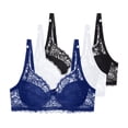 thumbnail image 1 of SELONE 3 Pack Womens Bras Underwire Push up Lace Plus Size Lightly T Shirt Bra Wide Strap Bras Breathable Underwear, 1 of 4