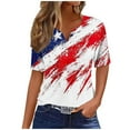 thumbnail image 1 of SELONE 4th of July Oversized T shirts for Women Patriotic Graphic Pullover Buttons V Neck Short Sleeve Tops Clothes, 1 of 5