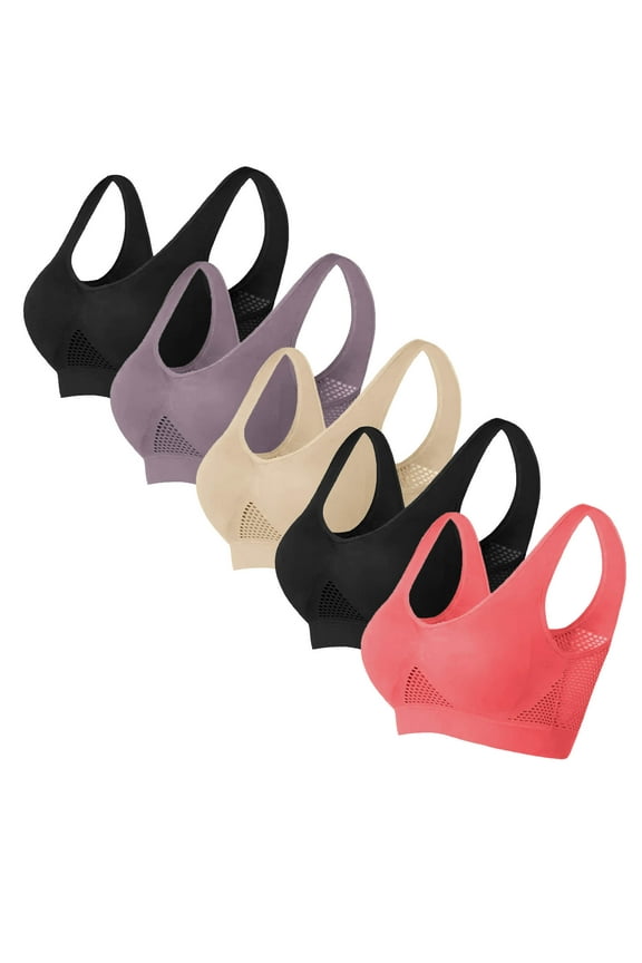 5 Pack Bras for Women No Underwire Push Up T Shirt Bra Wide Strap Bralettes Breathable Underwear