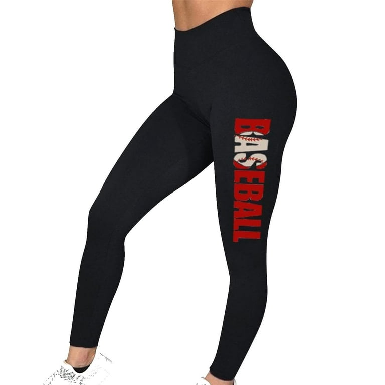 SELONE Baseball Leggings for Women Tummy Control Tights for Women Graphic  Casual Running Stretch Leggings Fitness Gym Sports Full Length Active Pants