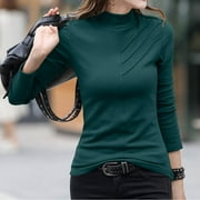SELONE Basic Womens Tops Long Sleeve Plus Sizes Velour Tops Going out Tops Solid Holiday Shirts Blouses Velvet Pullover Mock Neck Tshirts Trendy Trendy Tops T Shirts Shirts Tops Green 3XL