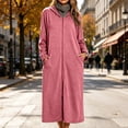thumbnail image 1 of SELONE Bathrobes for Women Zip Front Plus Size Long Dress Full Zip Long Sleeve Hooded Robe with Pockets Cozy Homewear, 1 of 9