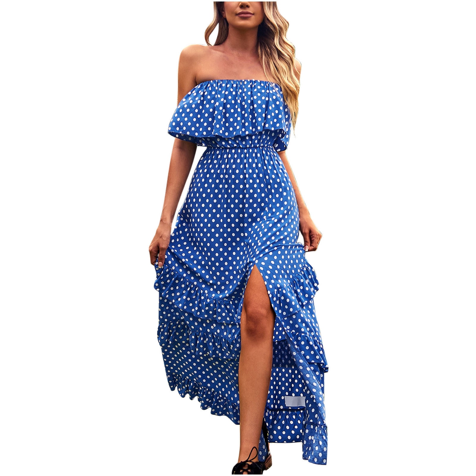 Zyyfly Summer Dresses for Women 2023 Beach Casual Sun Dress Tube top tie  dye Blue S at  Women's Clothing store