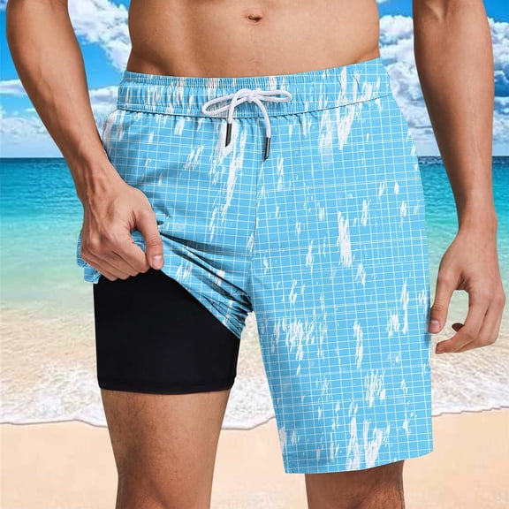 SELONE Beach Shorts for Men Compression Liner Swim Trunks Hawaiian Pool Party Board Shorts Surf Vacation Bathing Suit