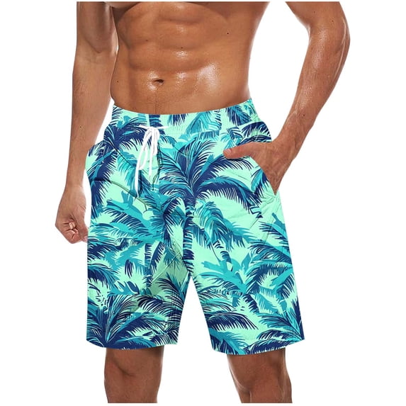 SELONE Beach Shorts for Men Hawaiian Swim Trunks Drawstring Elastic Waist Bathing Suit with Pockets Vacation Swimwear