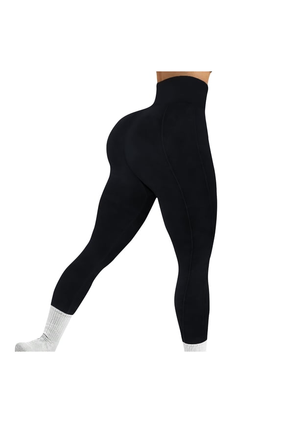 Black Full Length Leggings for Women Mid Waist Quick-Dry Elastic Waist Curvy Slim Casual Long Workout Pants for Work out Pull on Solid Yoga Lightweight Comfy S Breathable Butt Lift Gym Clothes
