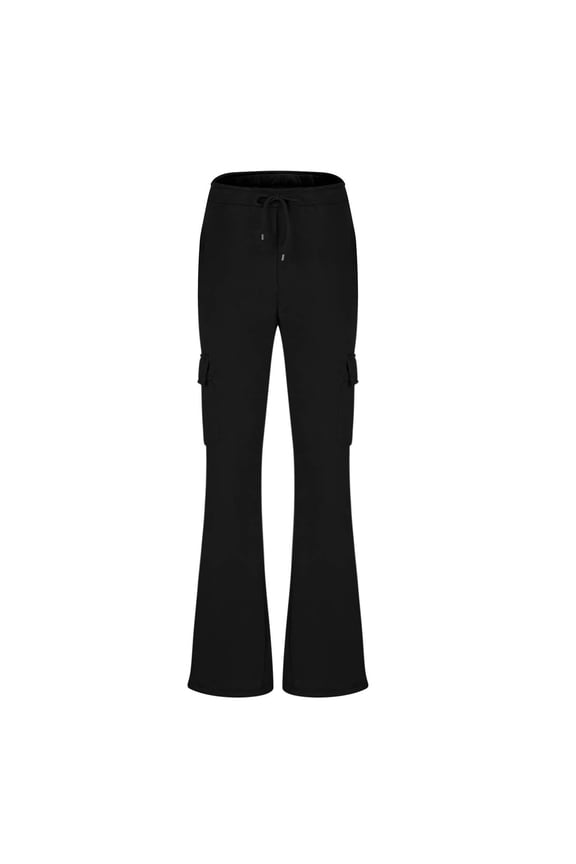 Black Womens Yoga Pants Flared Leg Mid Waist Plus Size Trouser with Pockets Full Length Bootcut Loose Casual Long Bootcut Trousers Drawstring Solid Lightweight 2XL Breathable Summer Clothes