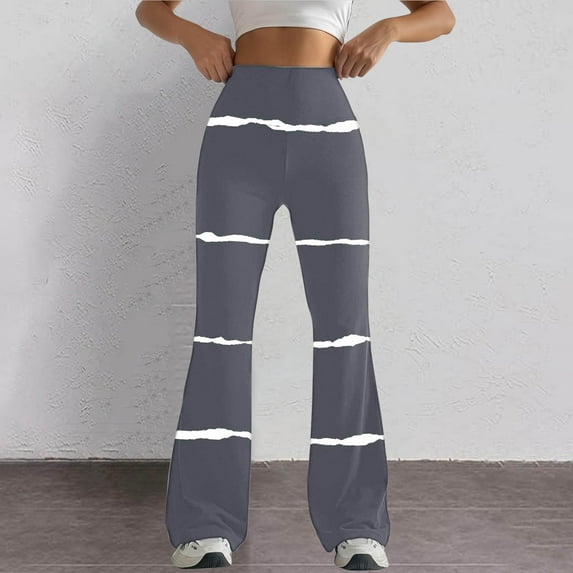 SELONE Black Yoga Pants for Women Plus Size Bootcut Mid Waist Gym Leggings Full Length Summer Pants Curvy Casual Long Vacation Pants Pull on Striped Soft Lightweight Comfy S Breathable Beach Pants