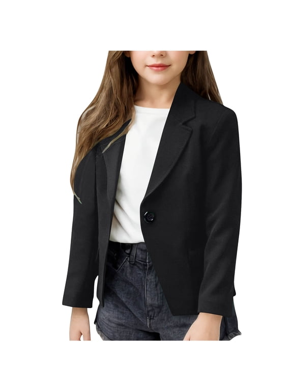 Blazer Dress for Girls Lapel Collar Back to School Uniform Short Preppy Classic Suit Jackets Big Kids Dress Outfits