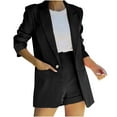 thumbnail image 1 of SELONE Blazer Jackets for Women 2 Piece Outfits Summer Pants Ladies Solid Turn Down Collar Jacket Long Sleeve Coat Outerwear Blazer 19-Black M, 1 of 8