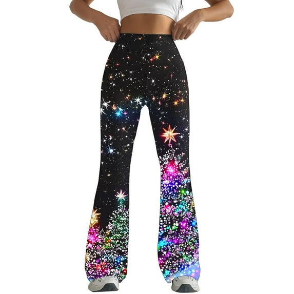 SELONE Bootcut Leggings for Women Plus Size Gym Leggings Full Length Summer Pants Curvy Casual Long Vacation Pants Yoga Lightweight Multicolor M Breathable Beach Pants (Non Shiny Design Only Prints)