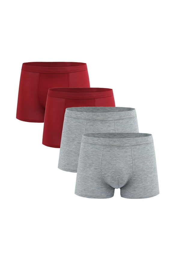 Boxer Briefs for Men Short Boxers Pouch Plus Size Bikini Trunks Daily Underwear 4 Pack Multicolor L