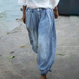 Sunisery Women Cargo Pants High Waist Straight Leg Baggy Pants E-Girls  Boyfriend Trousers Streetwear Grey L 