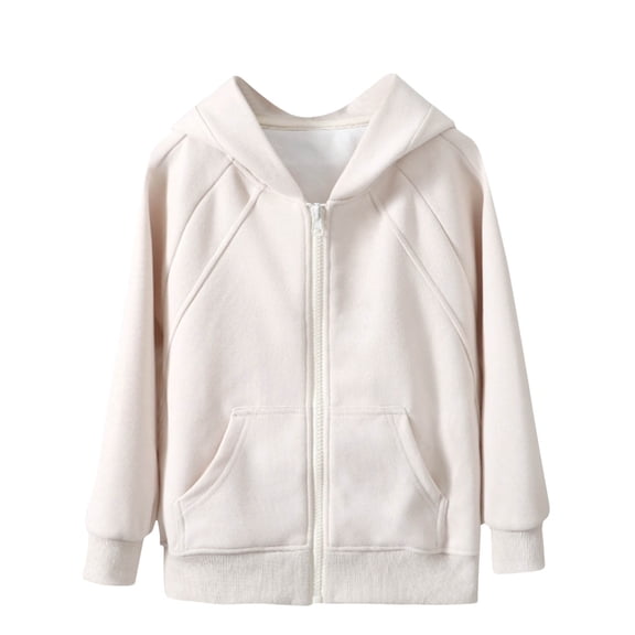 SELONE Boys Hooded Jacket Knitting Cotton with Pockets Hooded Lightweight Zipper Solid Long Sleeve Fall Winter Outwear Beige 110
