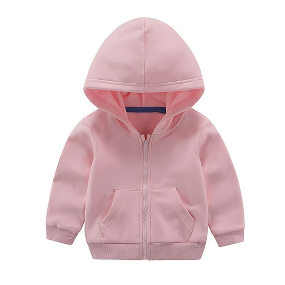 SELONE Boys Sweatshirt Jackets with Zippers Cotton with Pockets Hooded Lightweight Zipper Solid Long Sleeve Fall Winter Outfit Pink 110