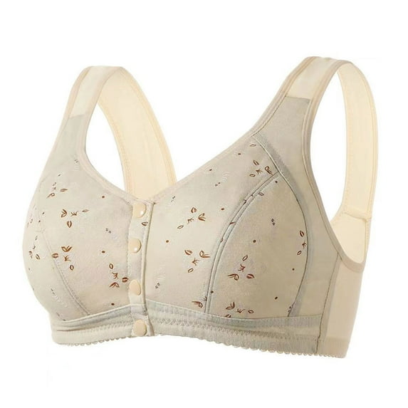 SELONE Bras for Women Front Closure for Seniors Plus Size Full Coverage Bras Adjustable Shoulder Straps Sports Bras Easy Close Bras Wireless Bra Comfort Support No Underwire Bras Breathable Bra 48B/C