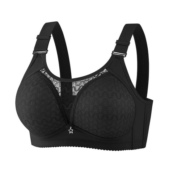 SELONE Bras for Women No Underwire Lace Lift Up Bra Wide Strap T-Shirt Bralettes Plus Size Solid Comfortable Underwear