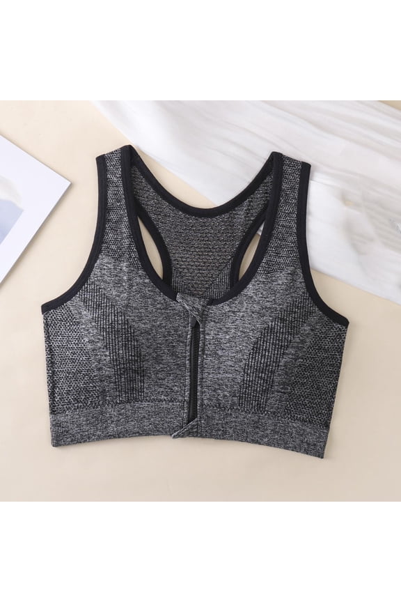 Bras for Women Underwire Sports Bra Front Zipper Yoga Daily Wear Lightweight Comfortable Underwear Black XL