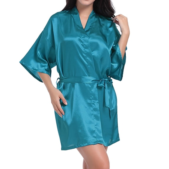 SELONE Bridal Robe for Wedding Day Short Length Lightweight Solid 3/4 Sleeve Pajamas XL Light Blue