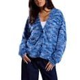 thumbnail image 1 of SELONE Button up Cardigans for Women Thermal Tops V Neck Long Sleeve Sweaters Winter Color Block Outwear Blue S, 1 of 7