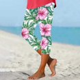 thumbnail image 1 of SELONE Capri Leggings for Women Plus Size High Waisted Gym Leggings Summer Pants Curvy Slim Casual Vacation Pants Pull on Flowers Soft Yoga Lightweight Comfortable Multicolor L Breathable Beach Pants, 1 of 5